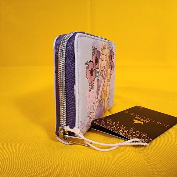 Loungefly Disney Princess Tangled Rapunzel Pastel Flowers Mini Zipper Wallet NEW - Picture 3 of 12